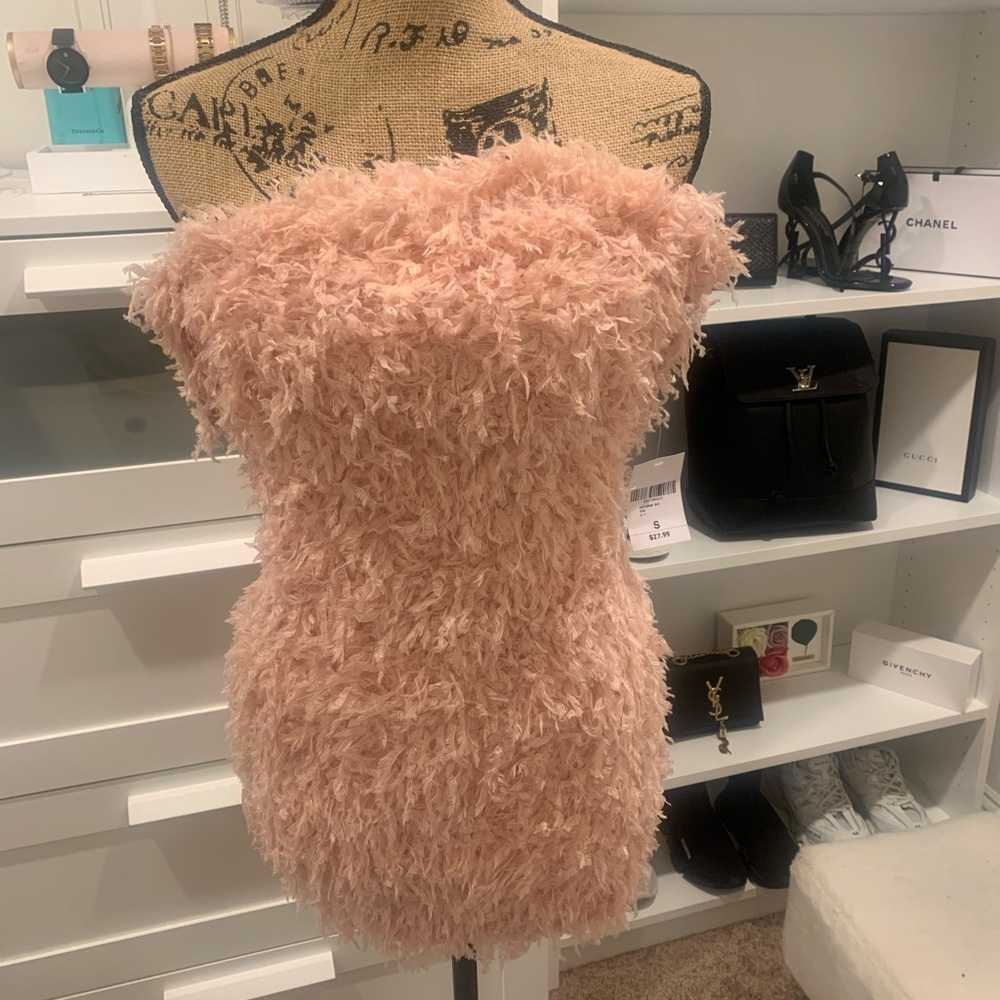 Pink fuzzy dress